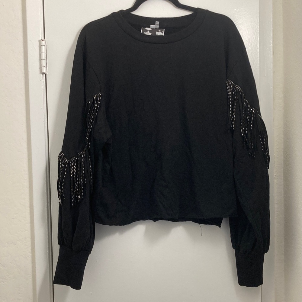Young Fabulous & Broke Black Fringe Sweatshirt